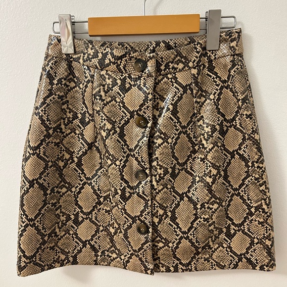 Faux Snakeskin Button-Up Mini Skirt - Picture 1 of 1